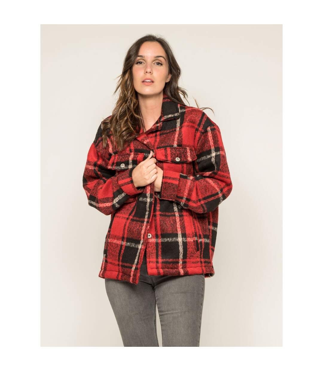 Manteau court carreaux URANI - Dona X Lisa-1