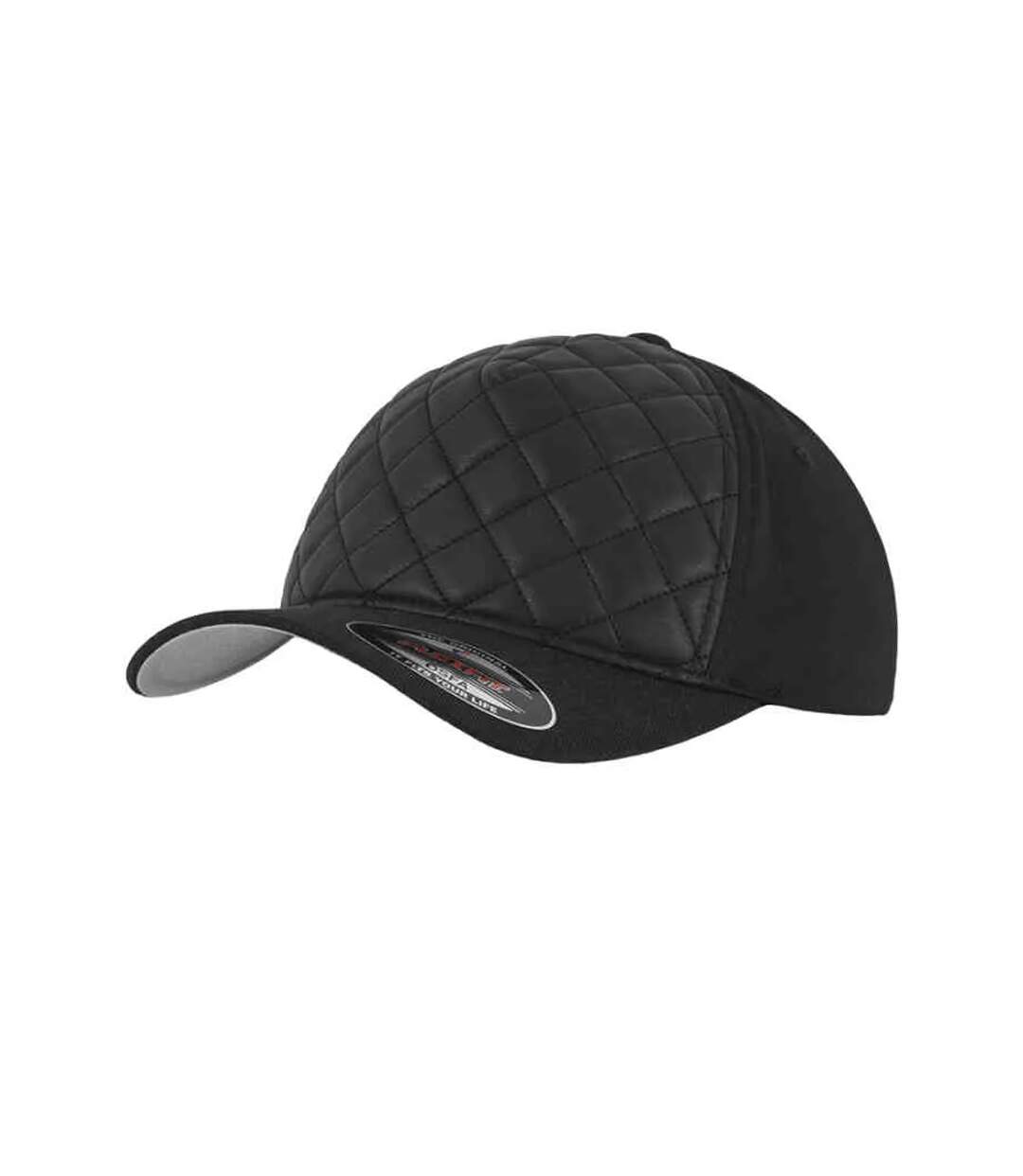 Childrens/kids Diamond Quilt Baseball Cap Black Flexfit-1