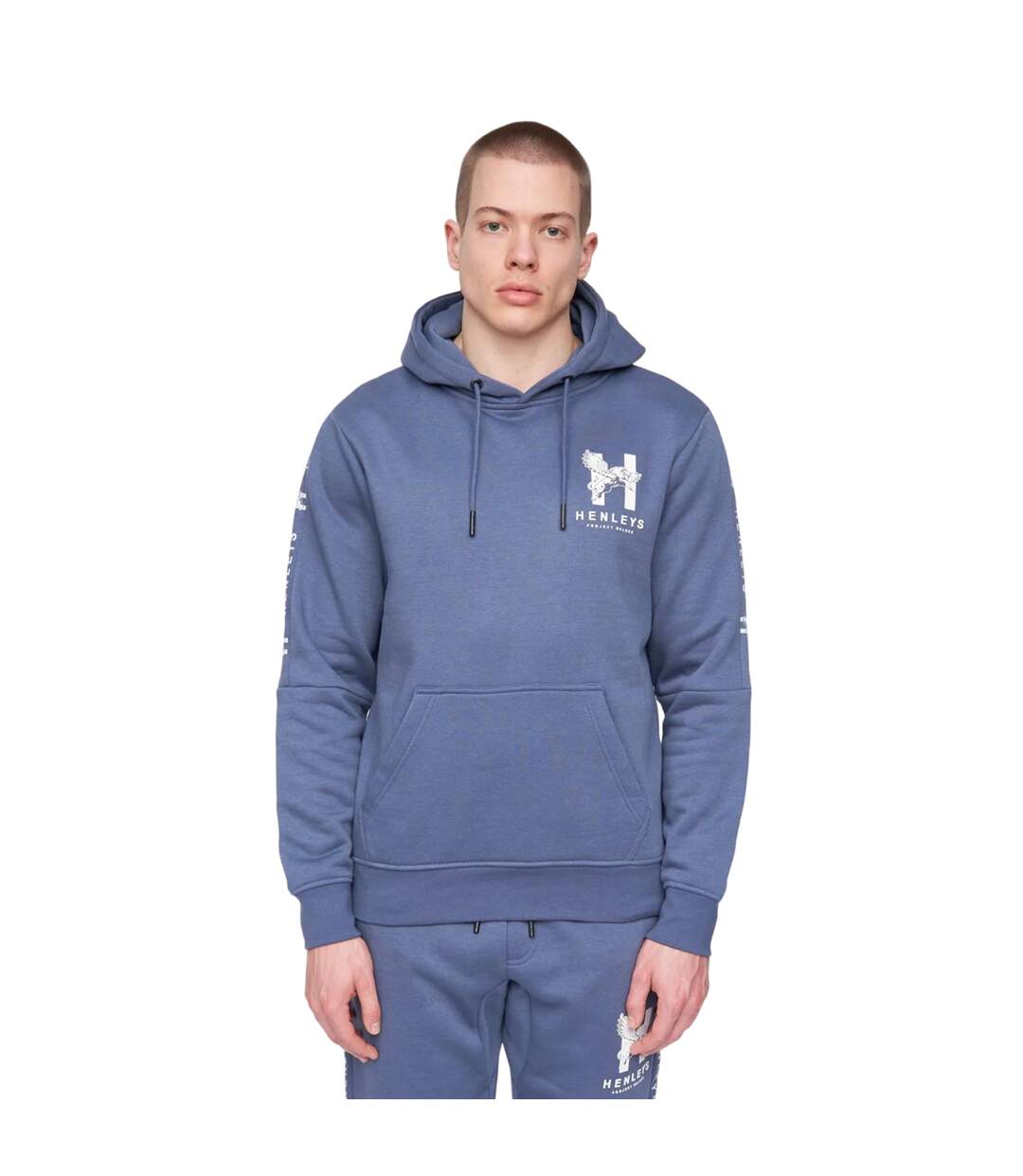 Sweat à capuche tapehen homme bleu marine foncé Henleys-1