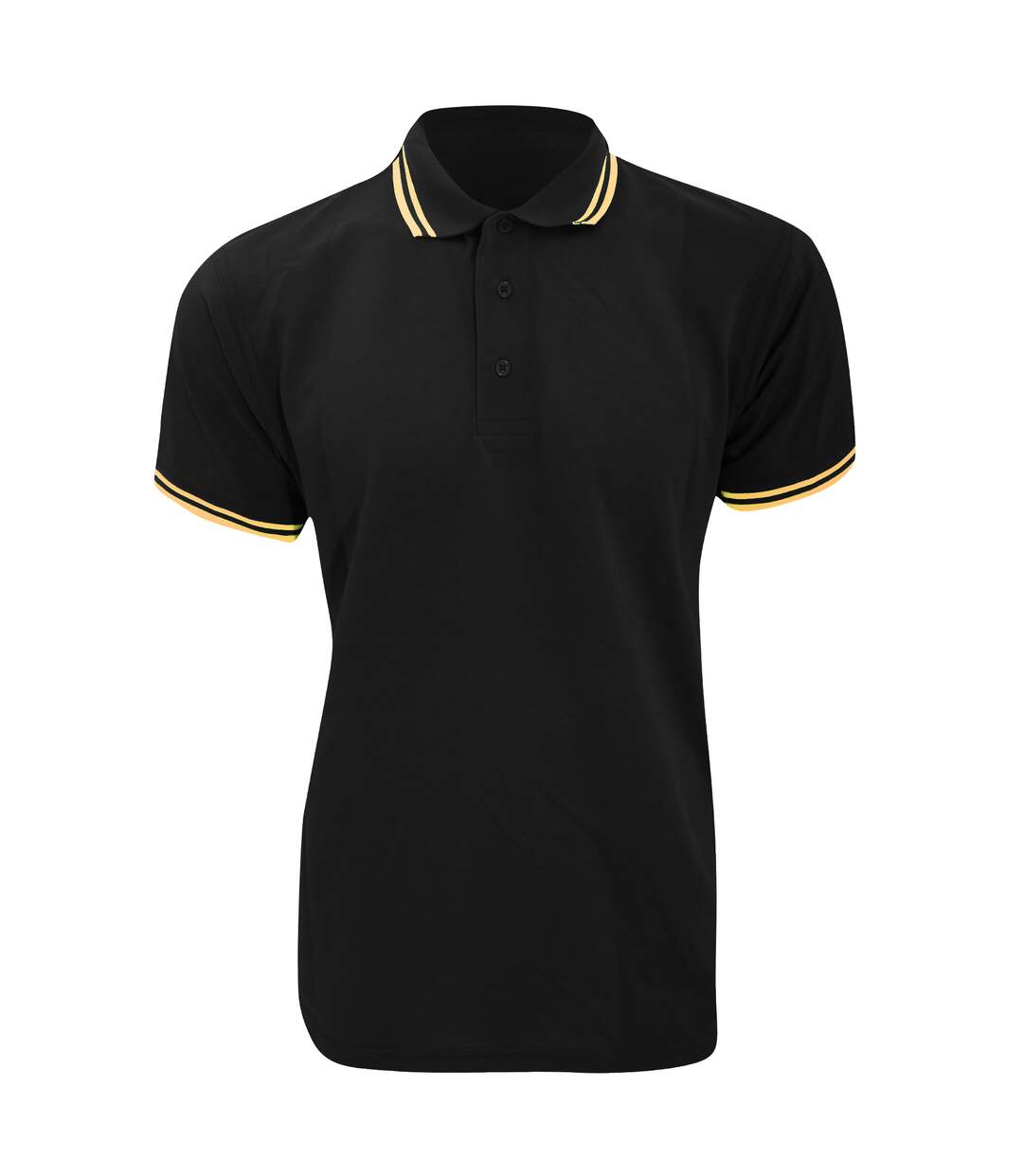 Kustom Kit Mens Tipped Piqué Short Sleeve Polo Shirt (Black/Sun Yellow)