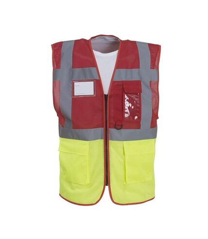 Mens executive mesh hi-vis vest red/yellow Yoko