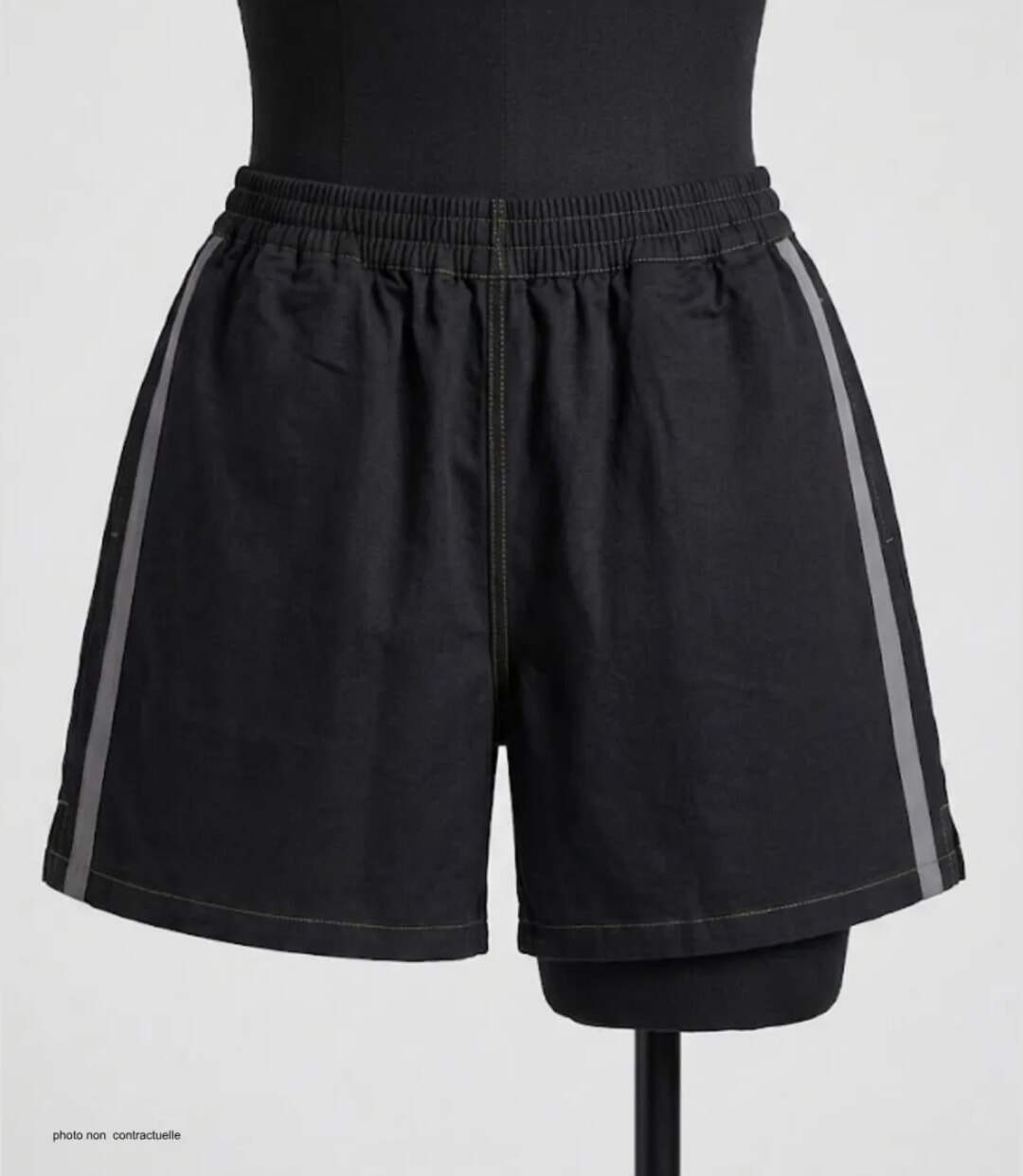 Short homme CHALLENGER 8L noir gris : le short en coton ultra-confortable spécial moisson-3