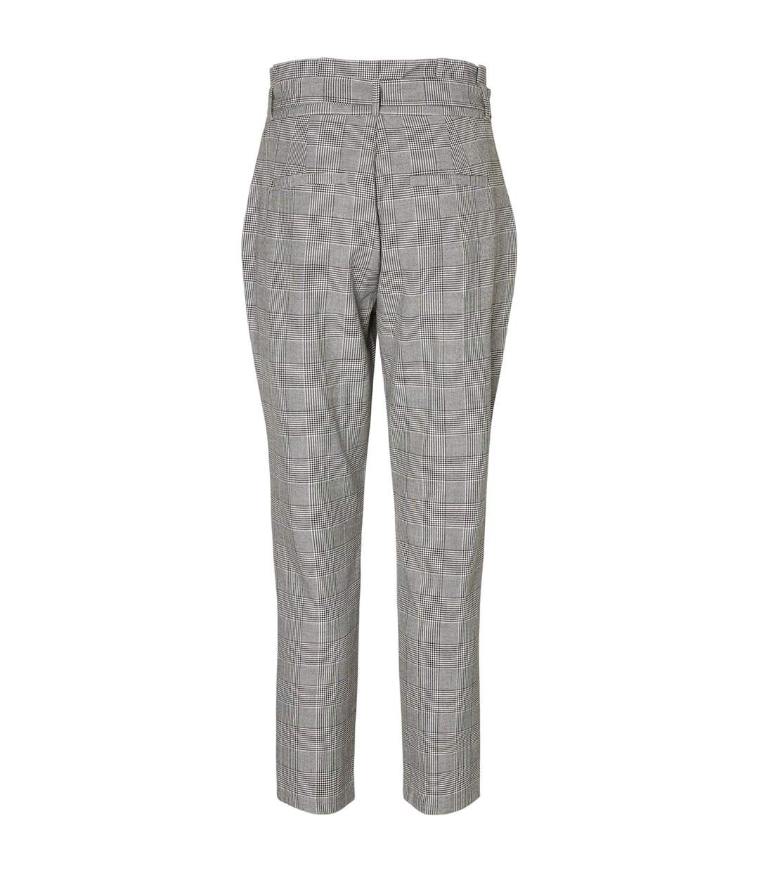 Womens/ladies Plaid Paperbag Petite Trousers Grey Vero Moda-3