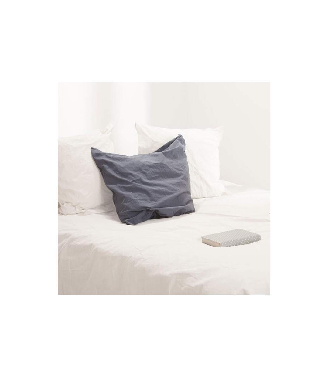 Parure de Lit 3 Pièces Coton Lavé 240x260cm Blanc-1