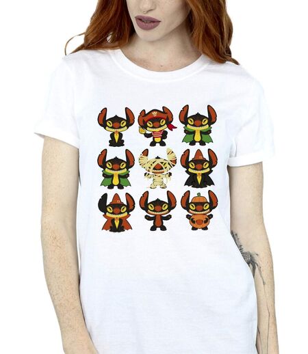 Disney Womens/Ladies Lilo & Stitch Halloween Costumes Cotton Boyfriend T-Shirt (Blanc) - UTBI30511
