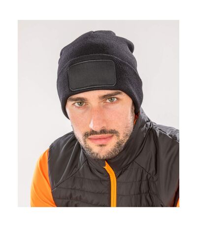 Unisex Adult Double Knit Beanie Black Result Genuine Recycled