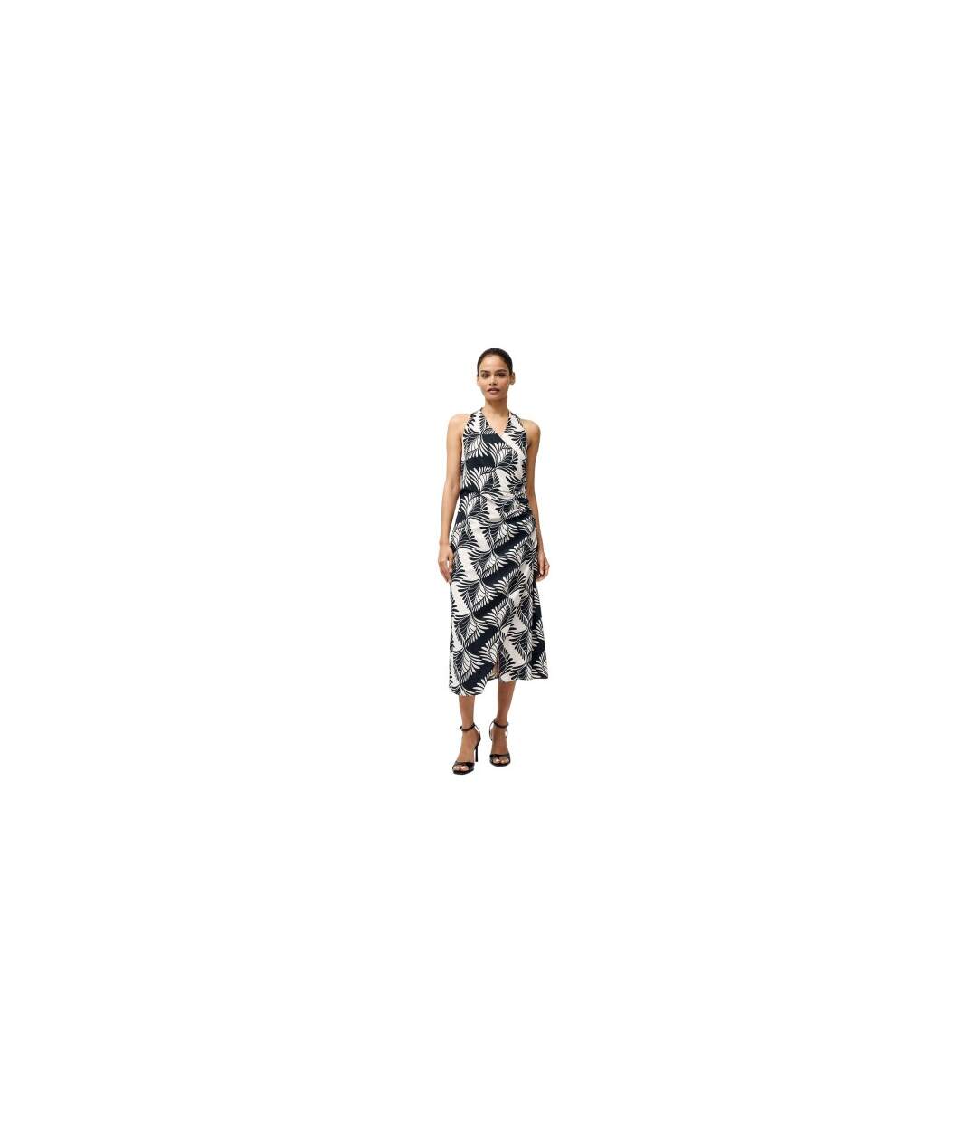 Robe Portefeuille Motif/style Imprimé Feuille Ariette Femme Noir Crème French Connection-1