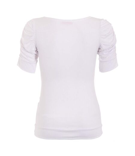 Krisp Womens/Ladies Ruched Short Sleeve Jersey Top (White) - UTKP174