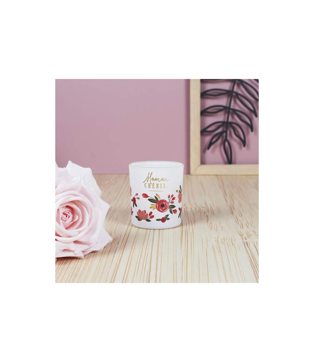 Coffret 2 Bougies Parfumées Maman Chérie 8cm Rose-5