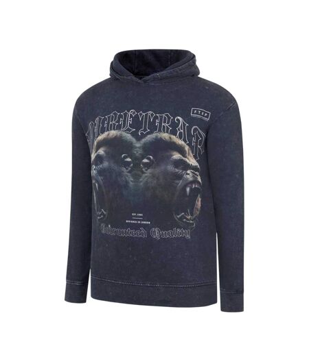 Mens Graphic Print Cotton Hoodie Acid Black Firetrap