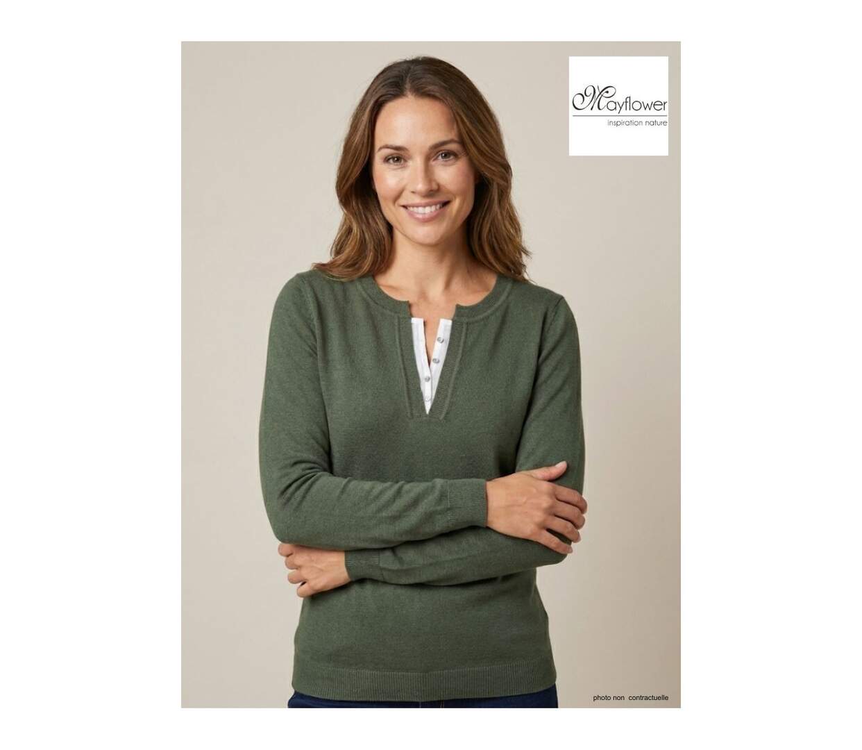 Pull Col Fantaisie Femme Mayflower Papaye1k Kaki-4