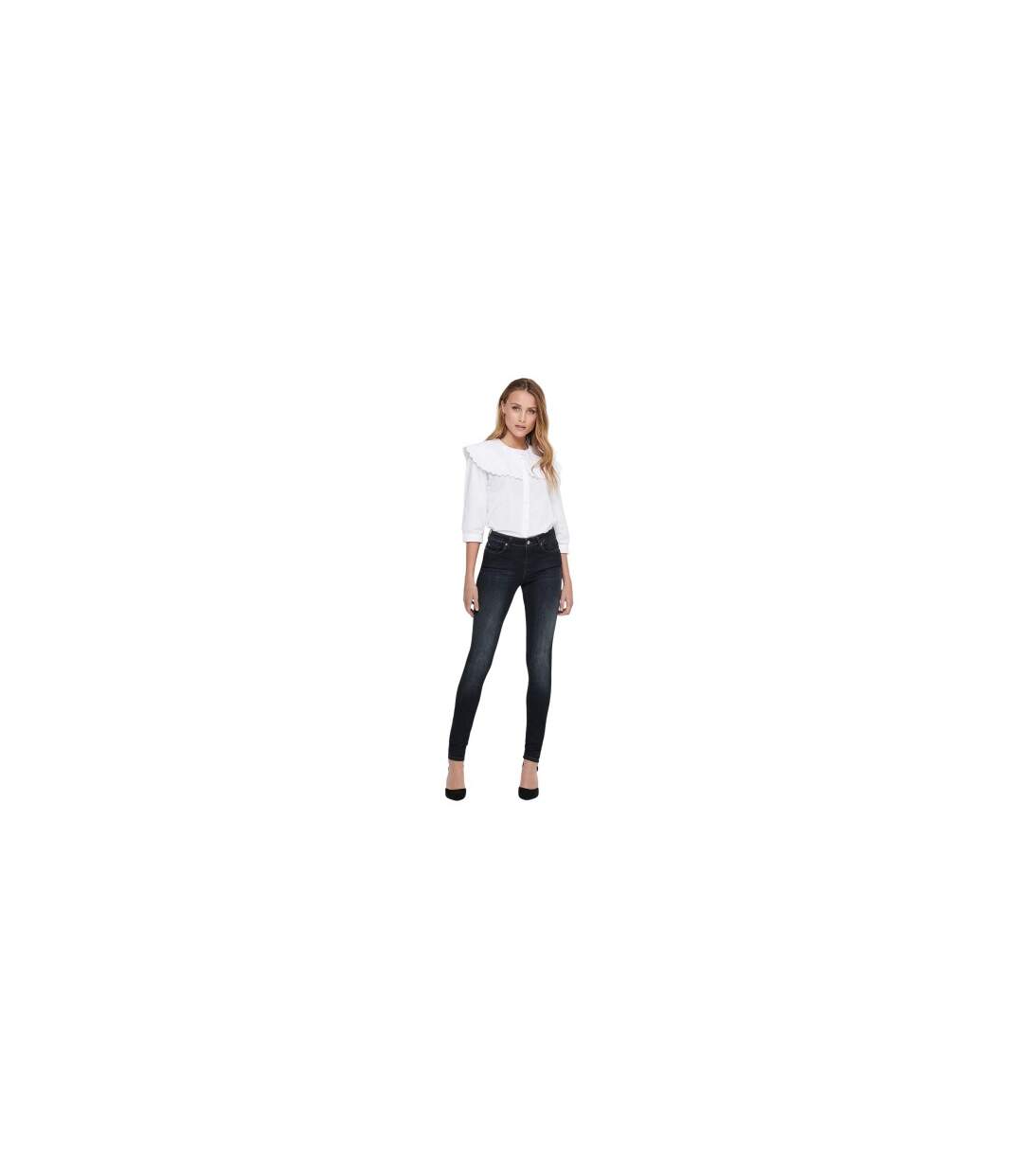 Womens/ladies 5 Pockets Skinny Jeans Black Denim Only-1