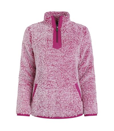 Womens/ladies madi cosy quarter zip fleece top dark raspberry Weird Fish