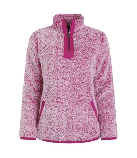 Womens/ladies madi cosy quarter zip fleece top dark raspberry Weird Fish