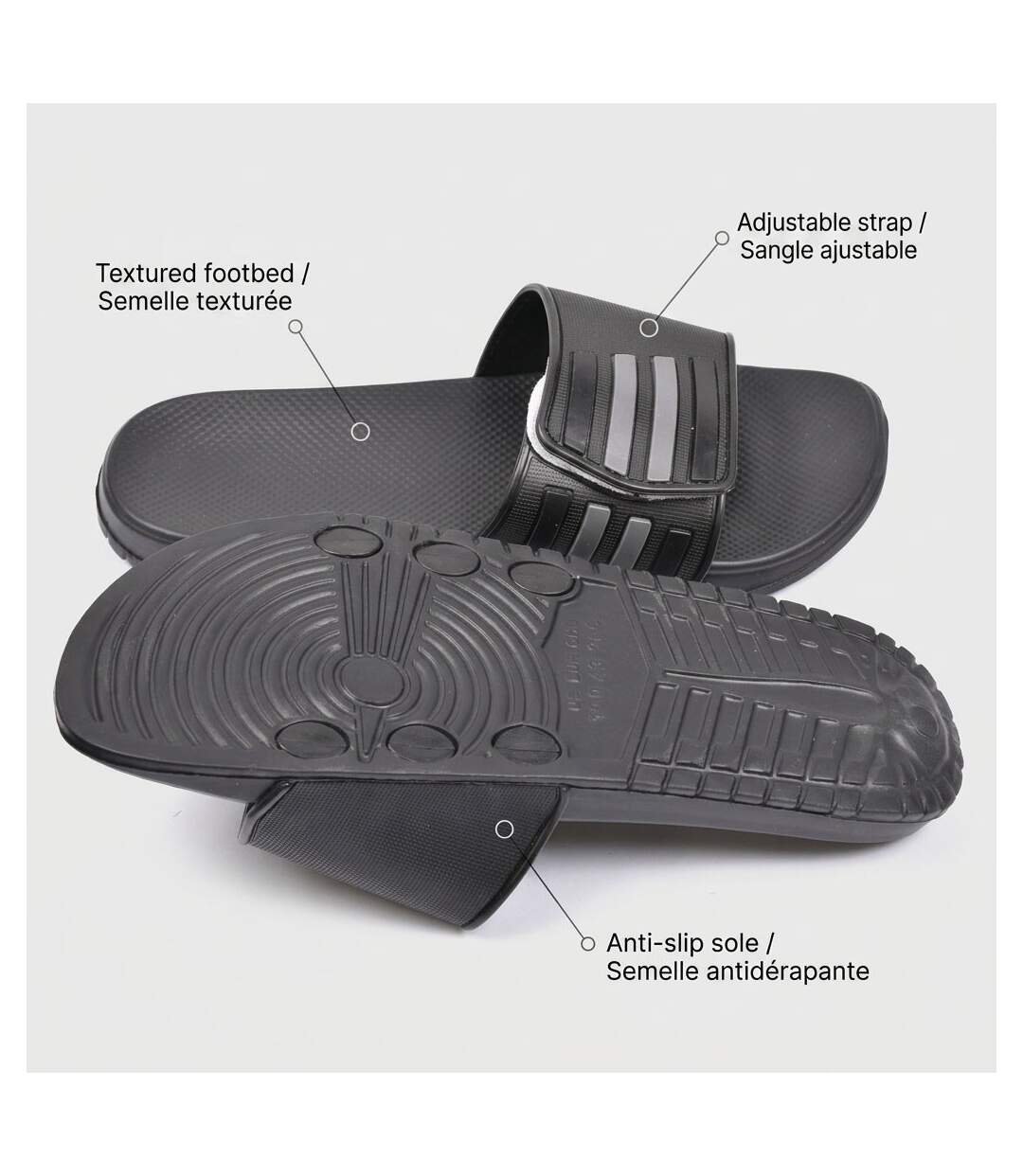OZABI Claquettes Homme Piscine Ajustables Lot 2 Noir Bleu-4