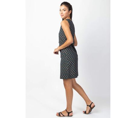 Robe courte en coton MARLA sans manches imprimé ethnique noir Coton Du Monde