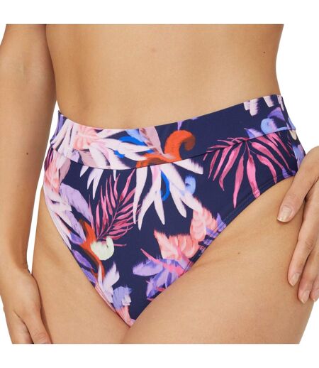 Womens/ladies arianna palm print mid rise bikini bottoms navy Gorgeous