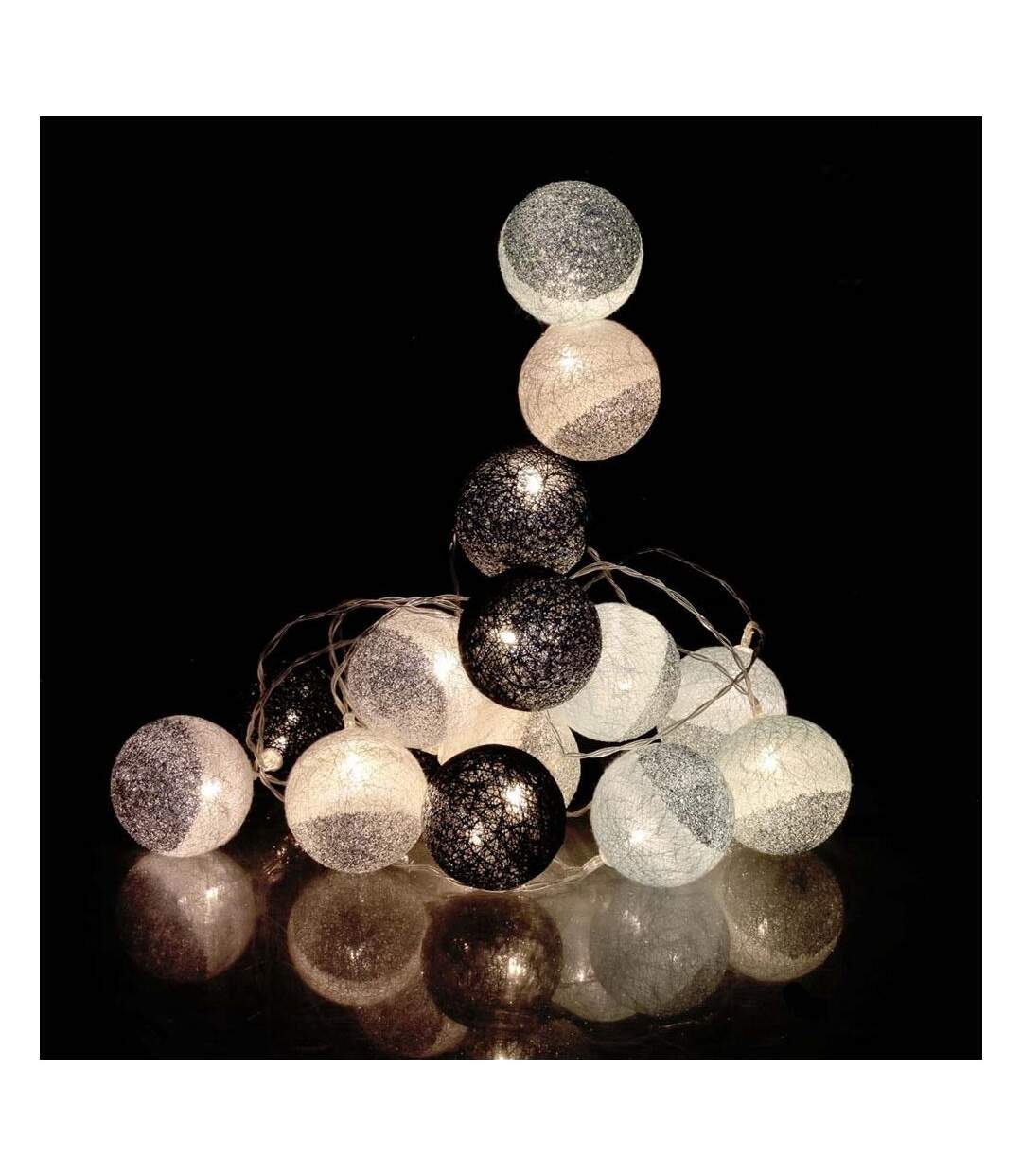 Guirlande lumineuse boules pailletées 16 leds-4