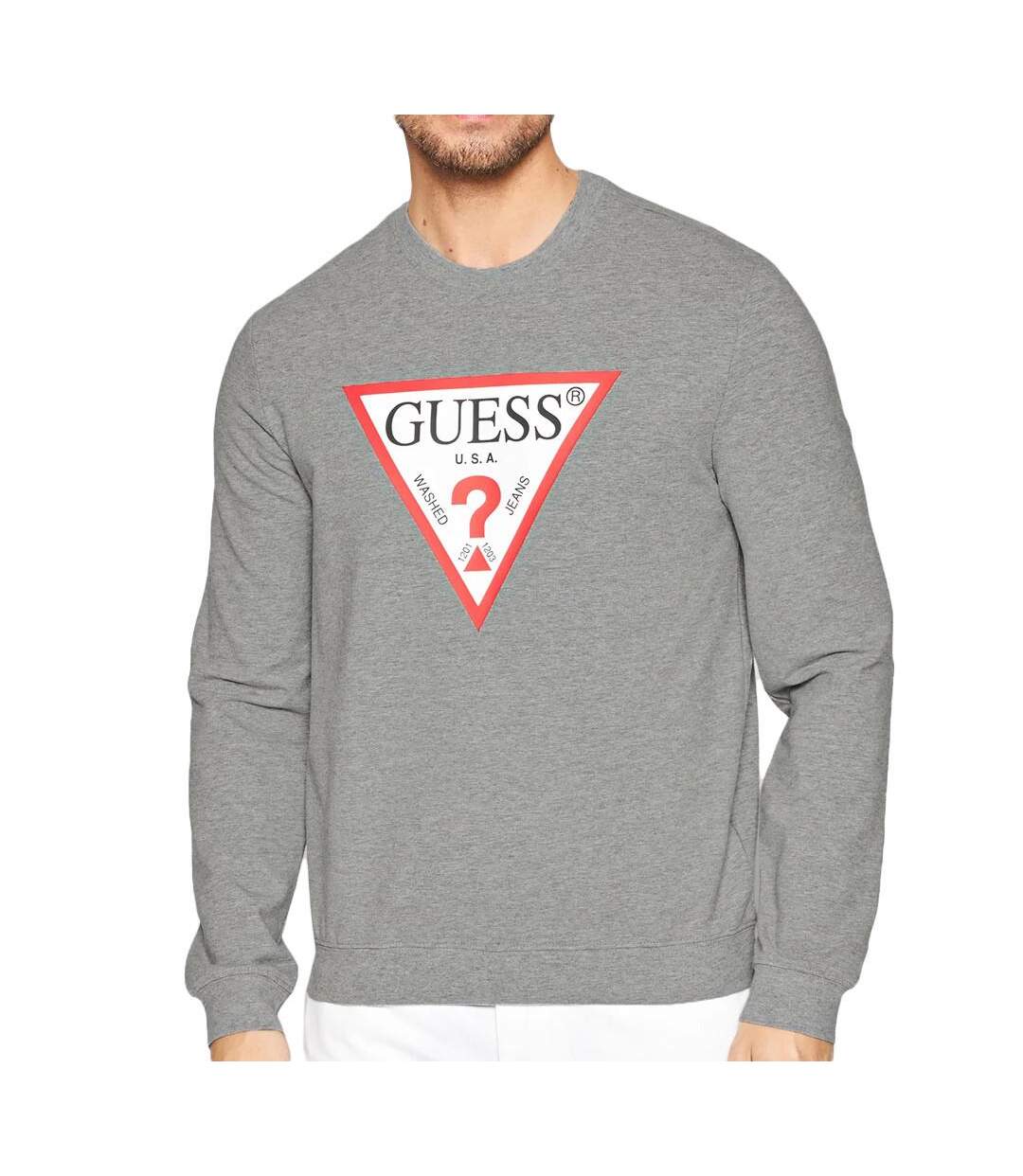 Sweat Gris Homme Guess Triangle Logo - L-1