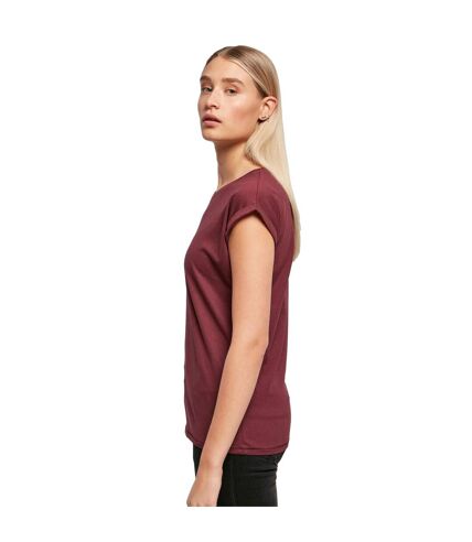 Build Your Brand Womens/Ladies Extended Shoulder T-Shirt (Cherry) - UTRW8374