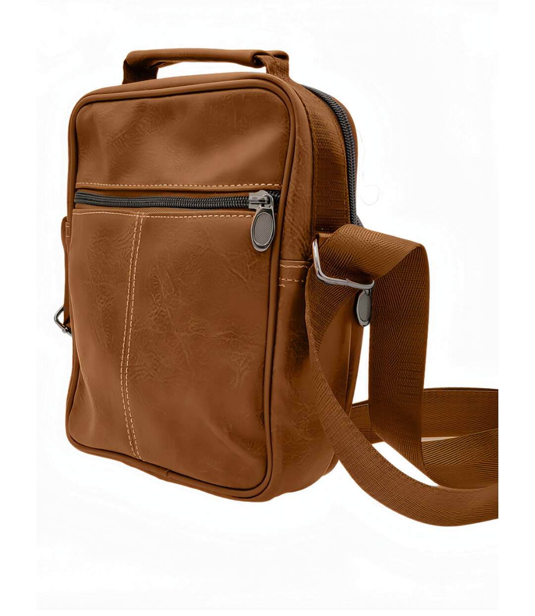Sacoche bandoulière pour homme multi poches - 100 polyuréthane - Couleur camel-2