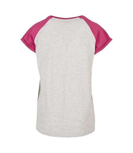 T-shirt Manches Raglan Motif/style Contrasté Femme Gris Clair Violet Vif Urban Classics