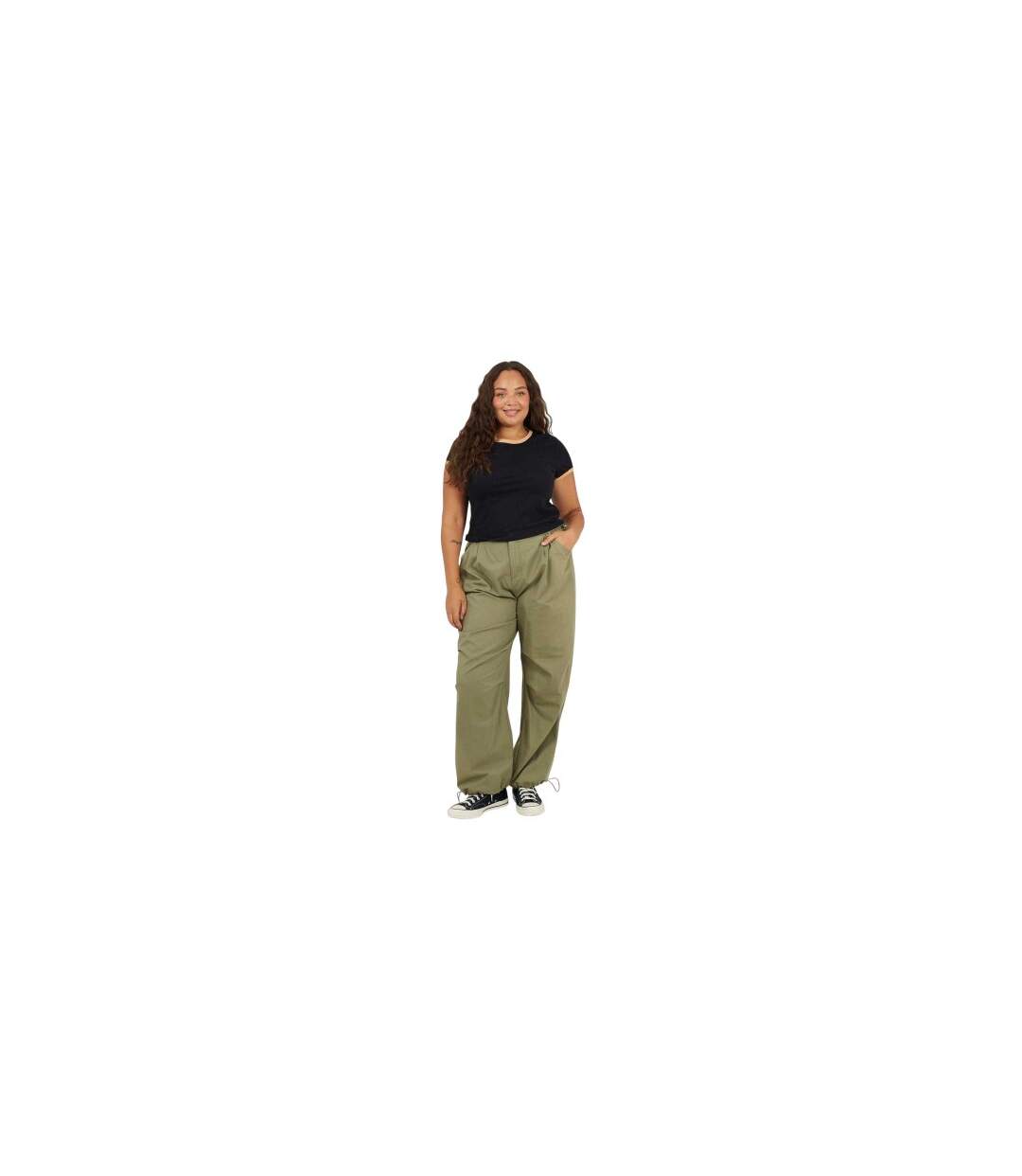 Womens/ladies Ringer Crew Neck Plus T-shirt Black Camel Brave Soul-1