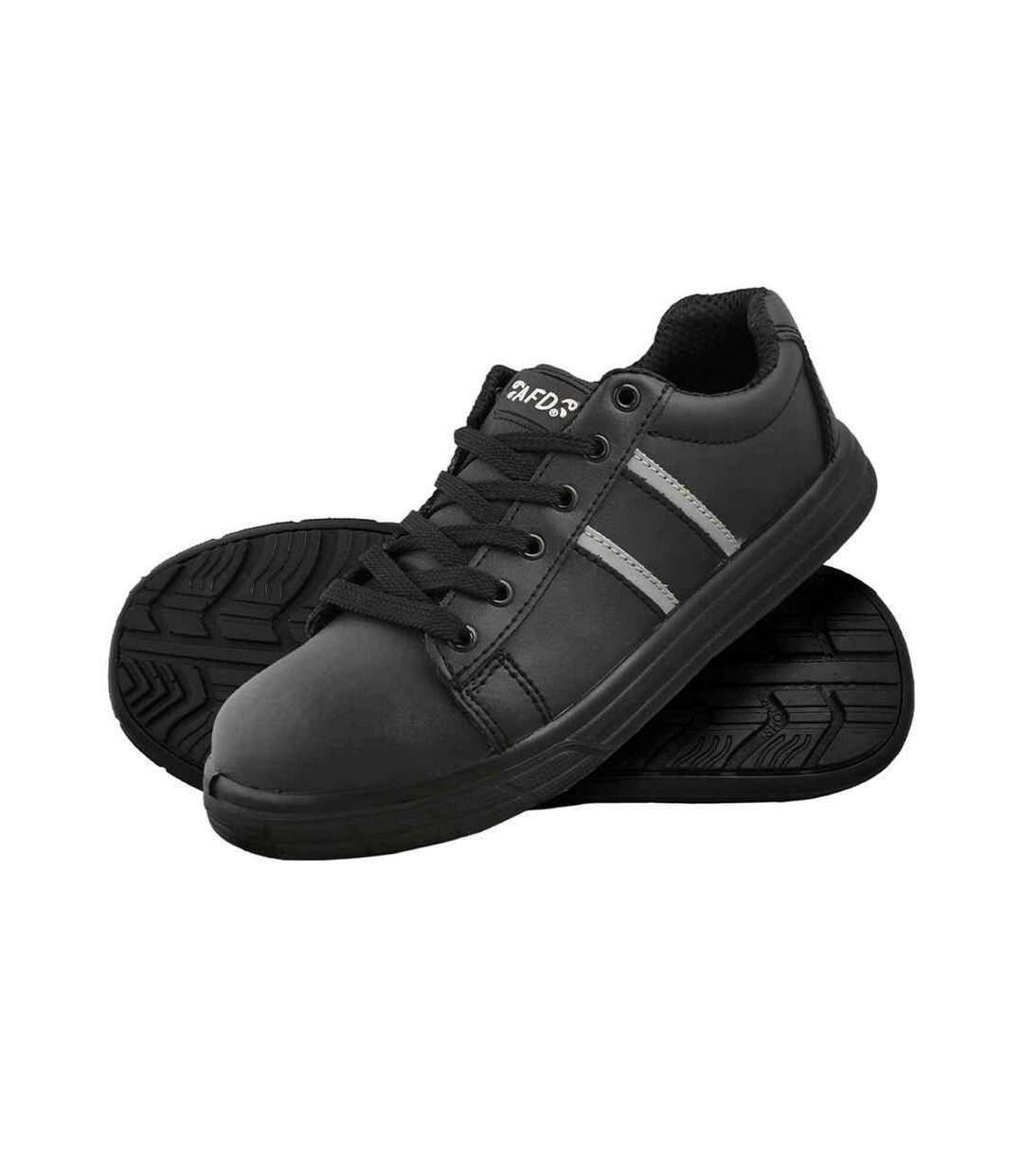 Unisex adult leather safety trainers black Dennys-2