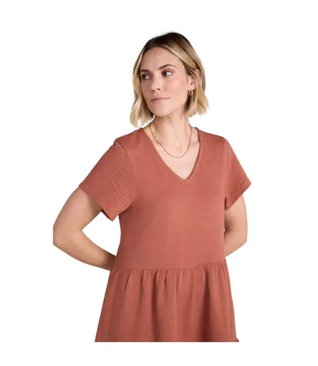 Womens/ladies Iris Textured Dress Rust Animal