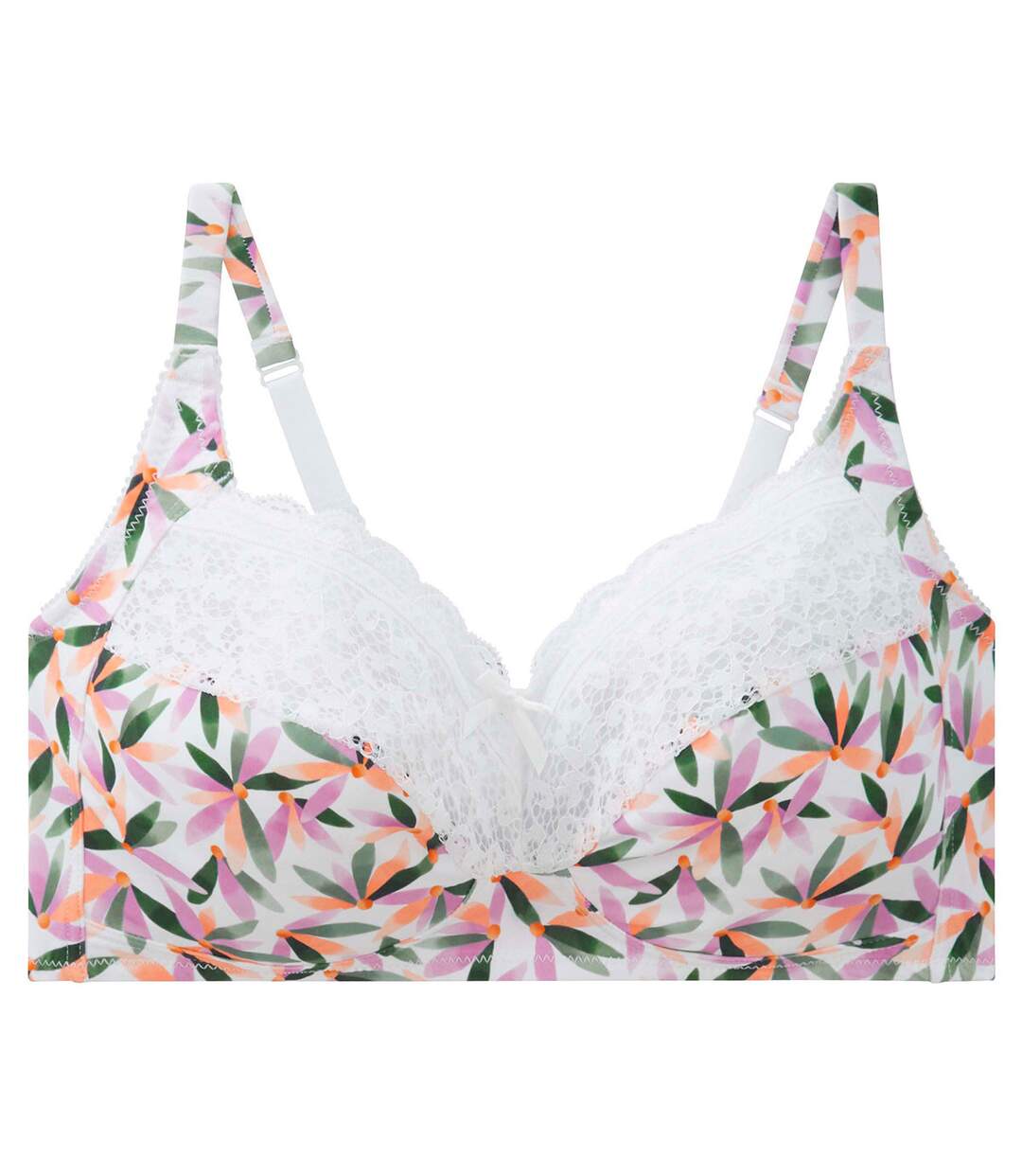 Soutien-gorge sans armatures grand maintien blanc imprimé Ella-1
