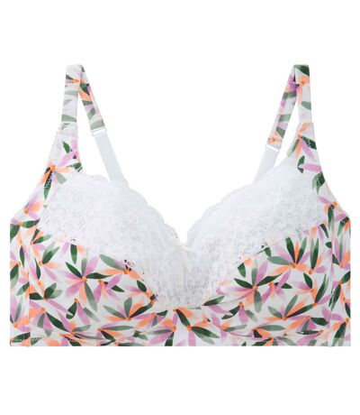 Soutien-gorge sans armatures grand maintien blanc imprimé Ella