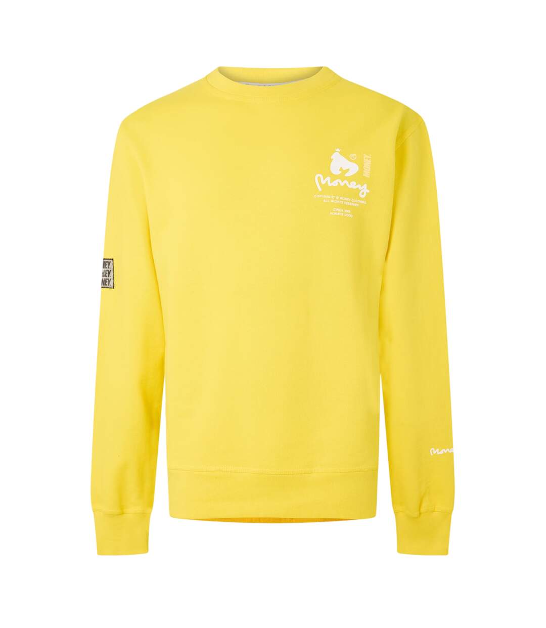 Mens Copyright Crew Neck Sweatshirt Yellow Money-1