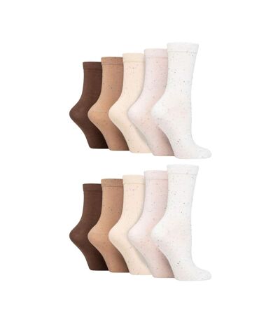 10 Pairs Ladies Bamboo Crew Socks with Patterns