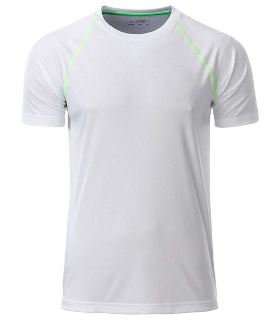 Maillot running respirant - Homme - JN496 - blanc et vert vif