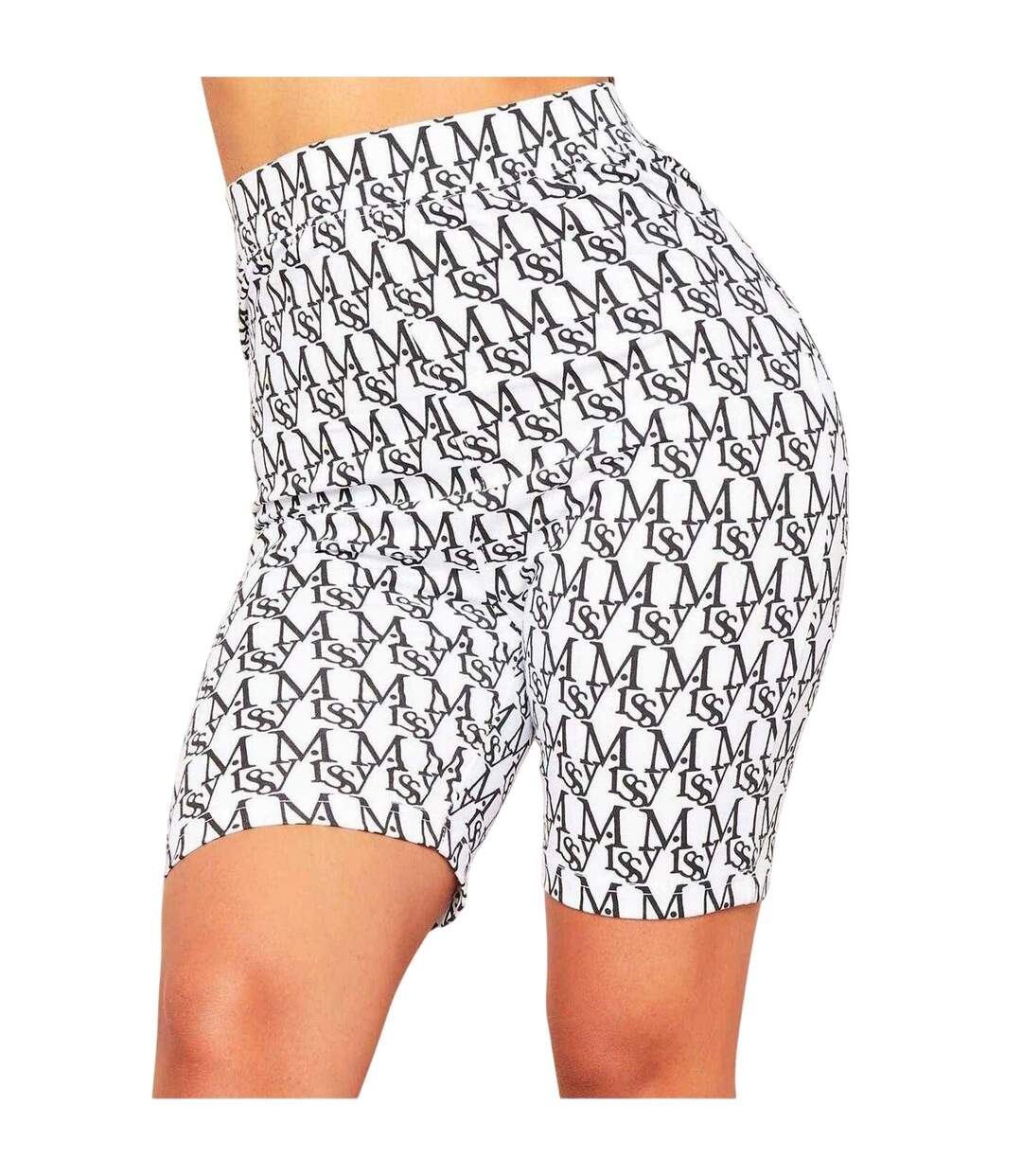 Cuissard De Cyclisme Motif/style Logo Répété Femme Blanc Missy Empire-1
