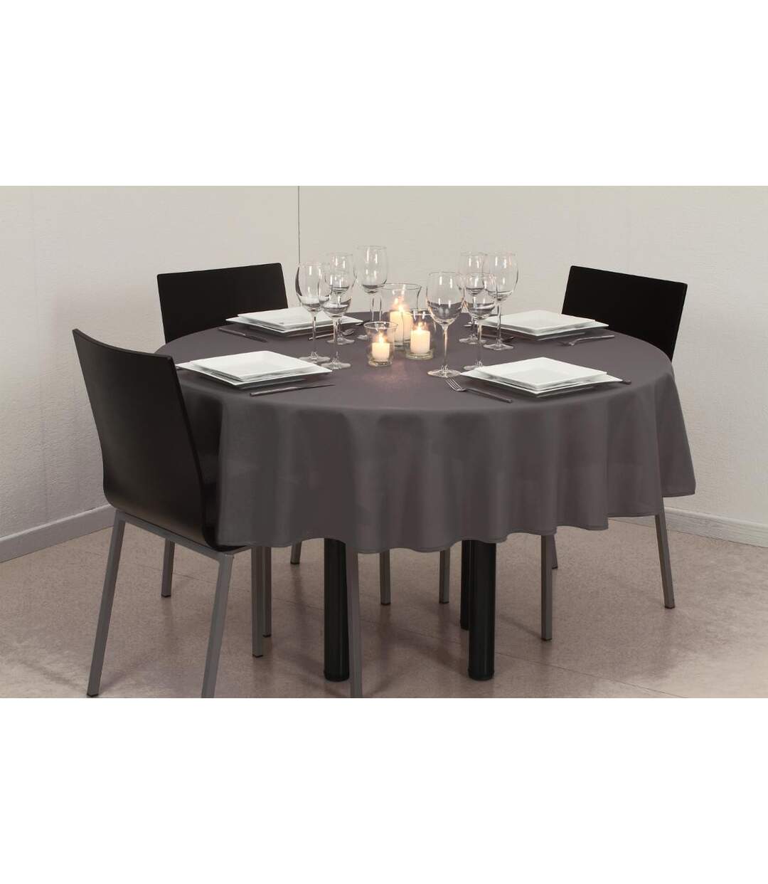 Nappe Antitache Ronde Unie 180cm Ardoise-4