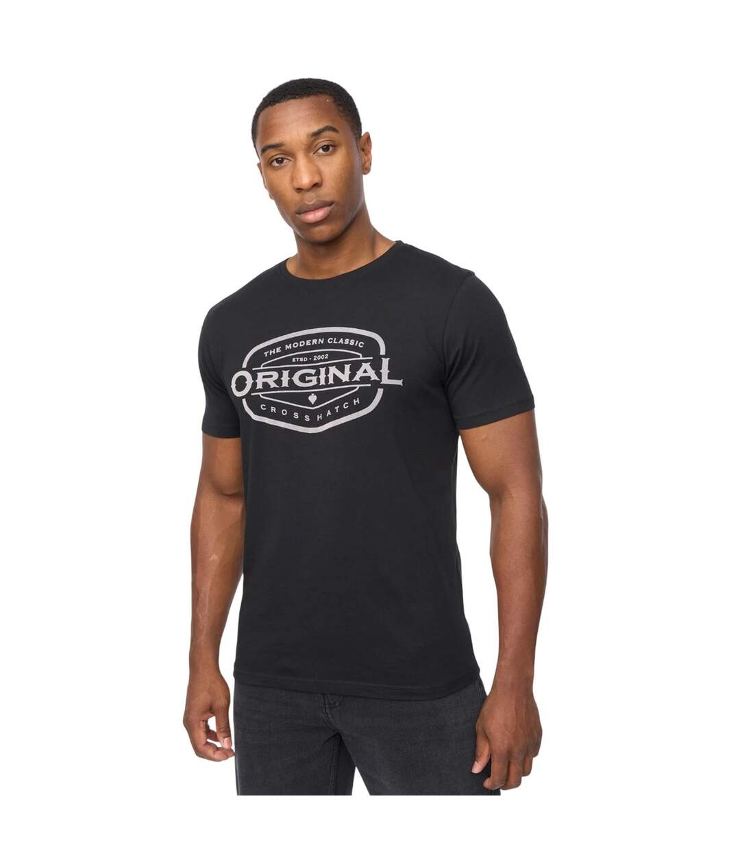 T-shirt Traptons Homme Noir Crosshatch-1