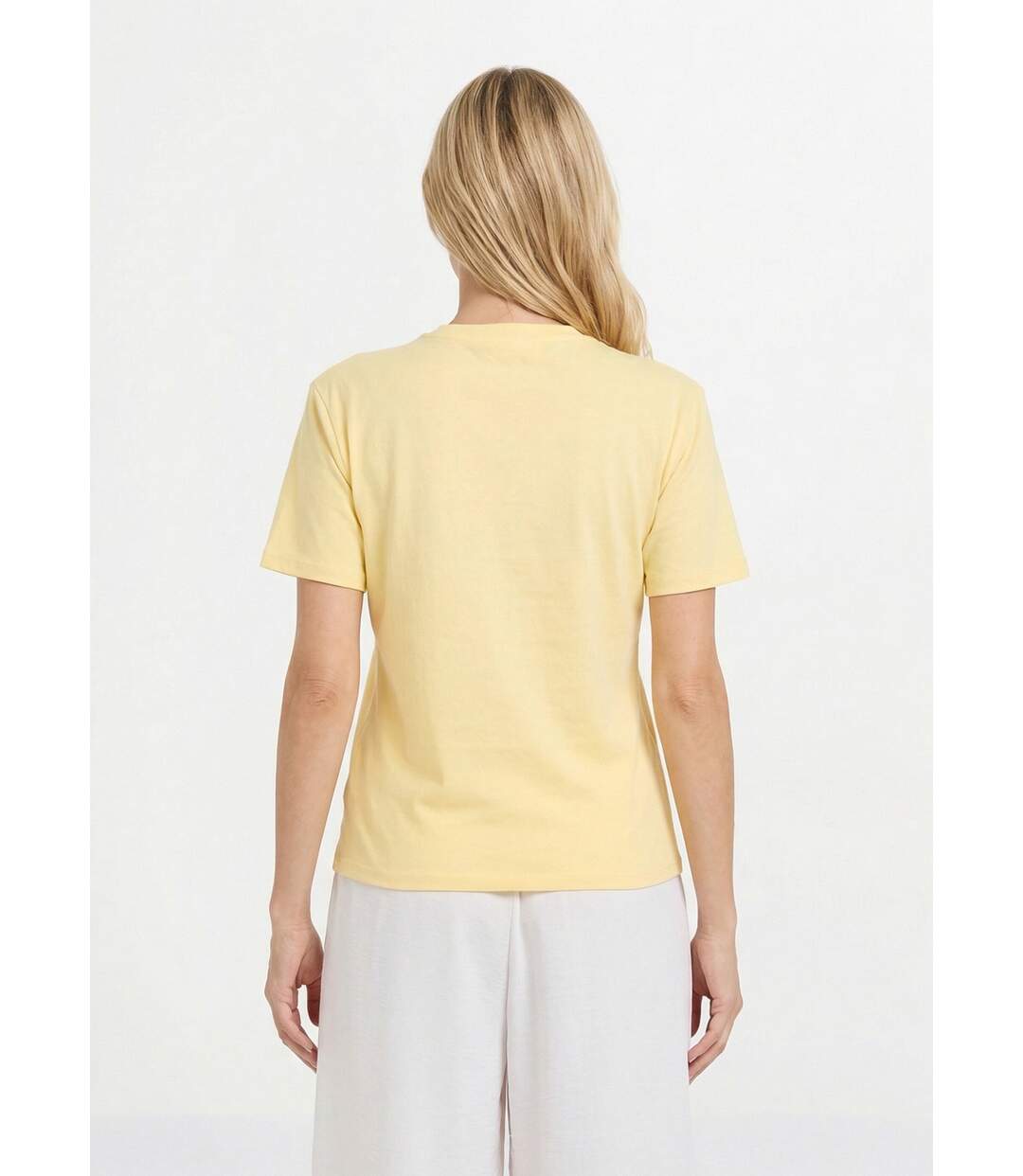 T-shirt col rond, motif c¿ur tissu évidé-2