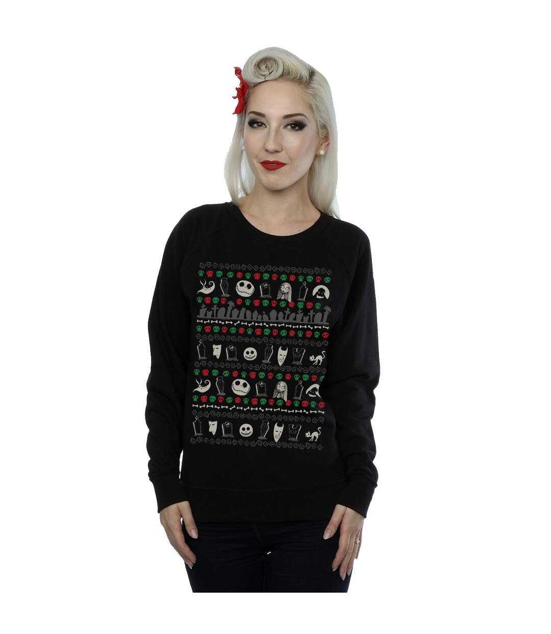 Disney - Sweat NIGHTMARE BEFORE CHRISTMAS FESTIVE ICONS - Femme (Noir) - UTBI9436-2
