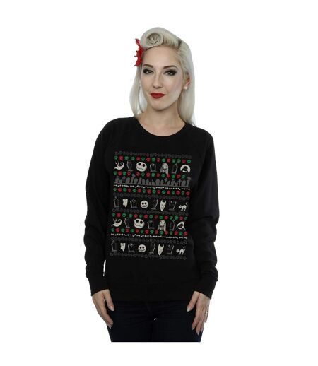 Disney - Sweat NIGHTMARE BEFORE CHRISTMAS FESTIVE ICONS - Femme (Noir) - UTBI9436