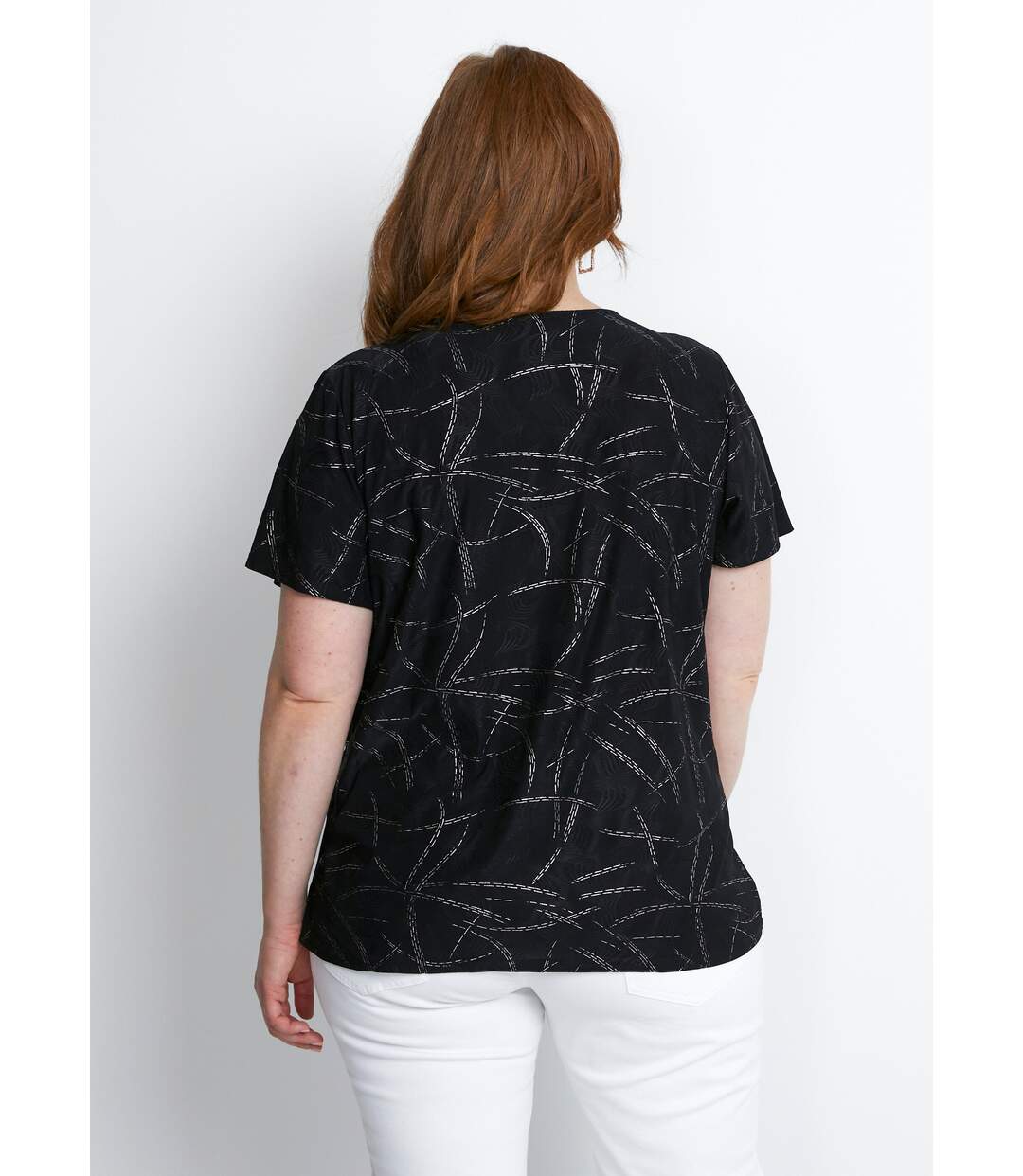T-shirt court col croisé brillant-2