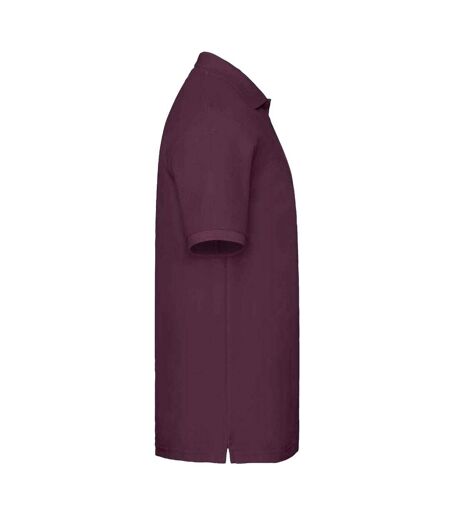 Mens Premium Cotton Pique Polo Shirt Burgundy Fruit Of The Loom