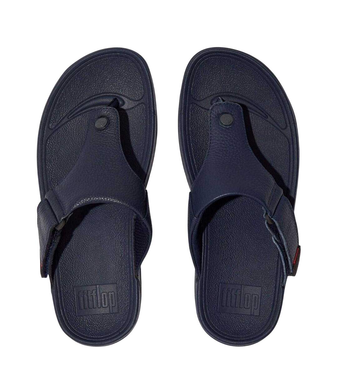 Mens Leather Toe Post Flat Sandals Navy FitFlop-4
