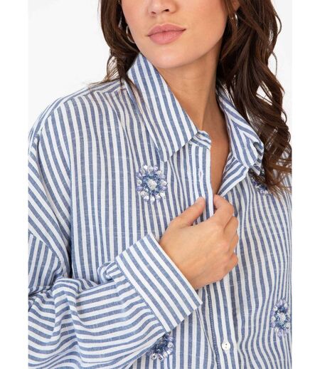 Chemise rayée coton détails bijoux