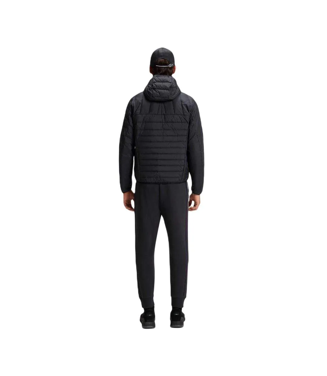 Mens Hadikonos Side Stripe Tapered Joggers Dark Blue Boss-2