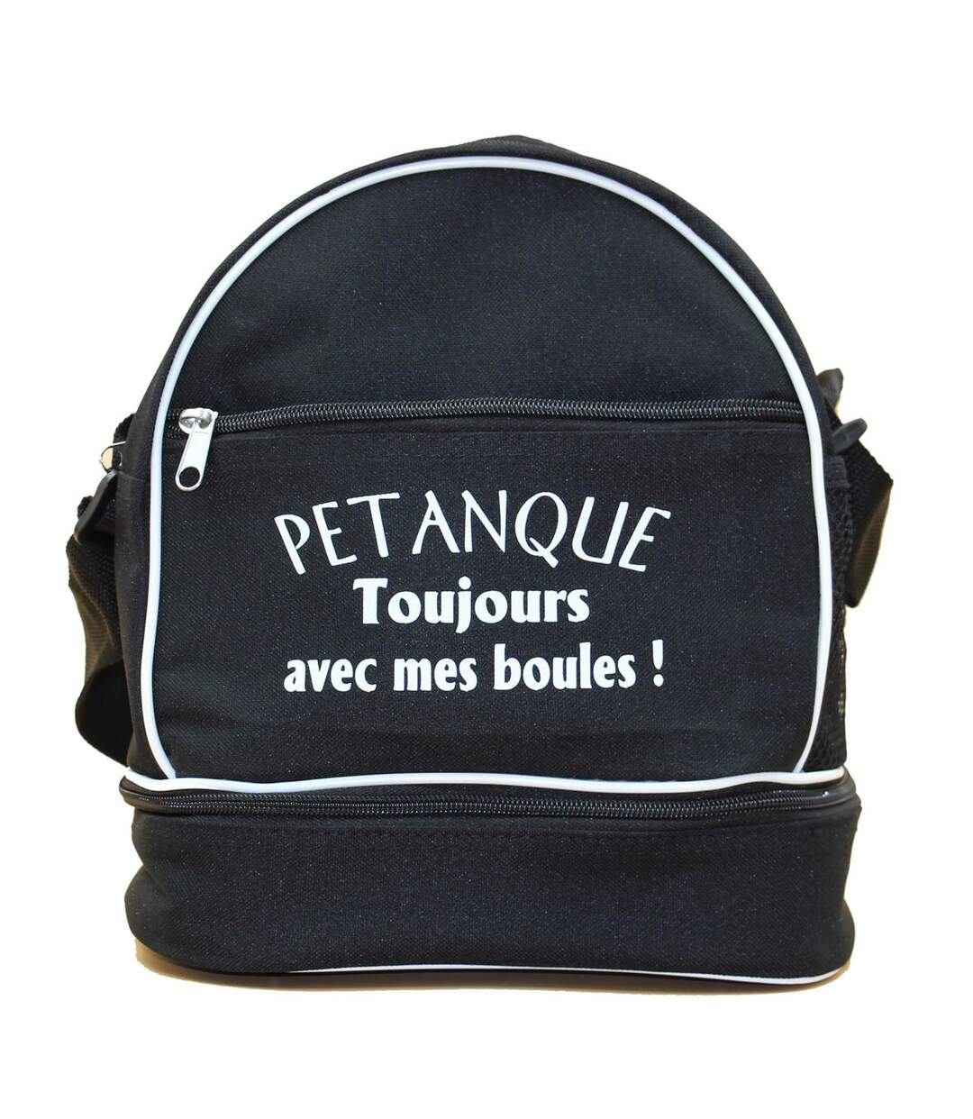 Sac bandoulière pour 3 boules de pétanque - Toujours avec mes boules - noir-1