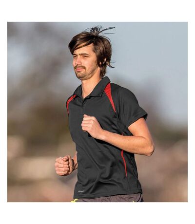 Spiro Mens Sports Team Spirit Performance Polo Shirt (Black/Red) - UTRW1470