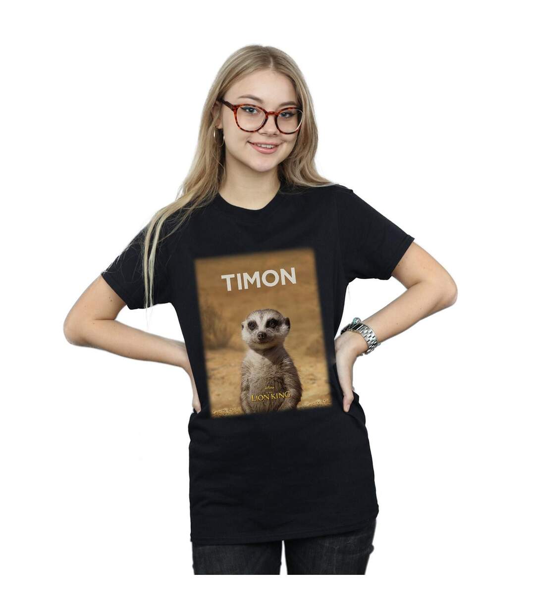 Disney Womens/Ladies The Lion King Movie Timon Poster Cotton Boyfriend T-Shirt (Noir) - UTBI29325-2