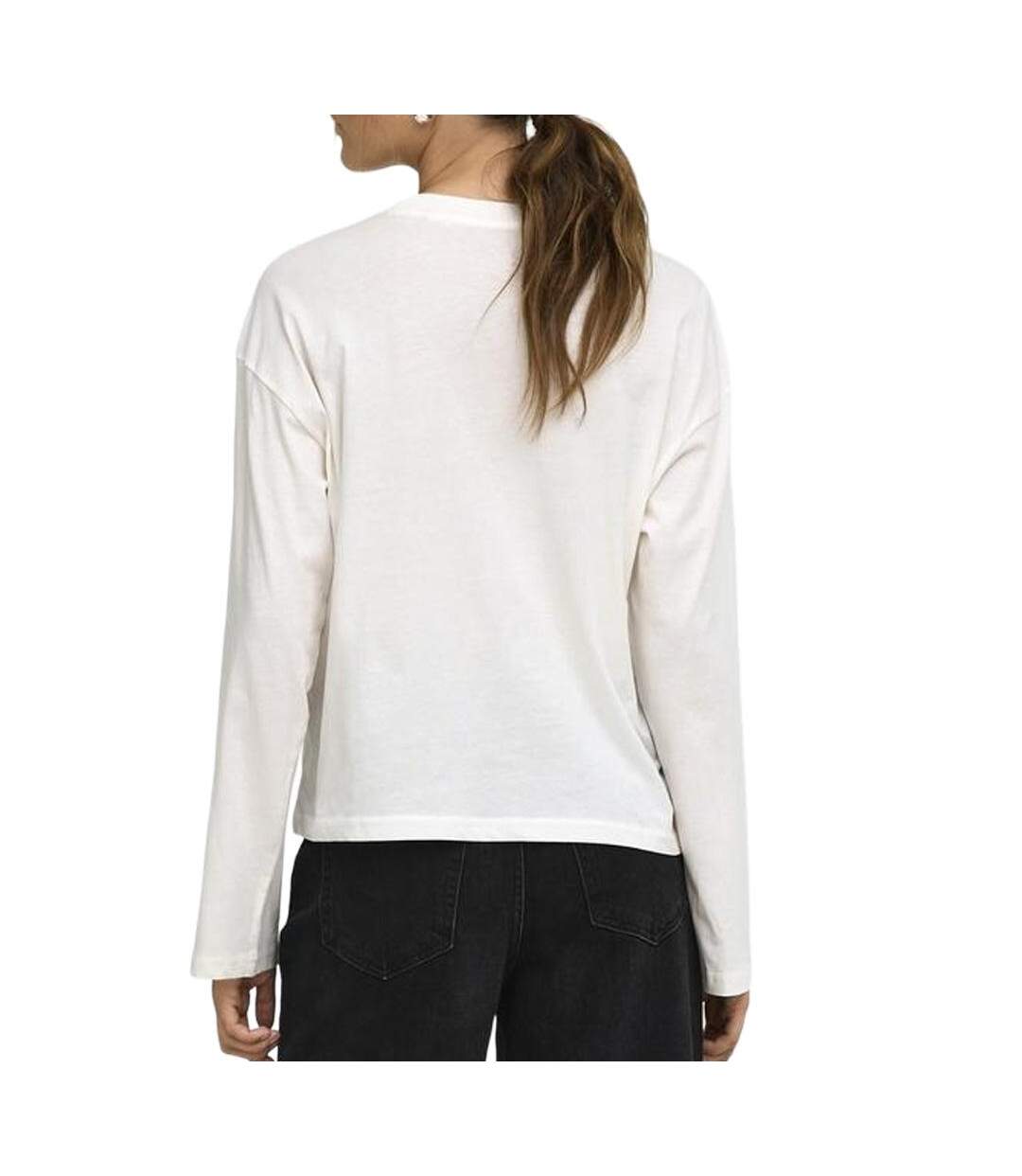 T-Shirt manches longues blanc femme only happy-2