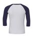 Canvas T-shirt De Baseball À Manches 3/4 Homme Blanc Bleu Marine Bella + Canvas-2